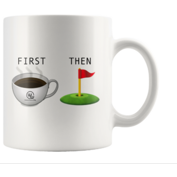 First Coffee Then Golf Emoji Mug
